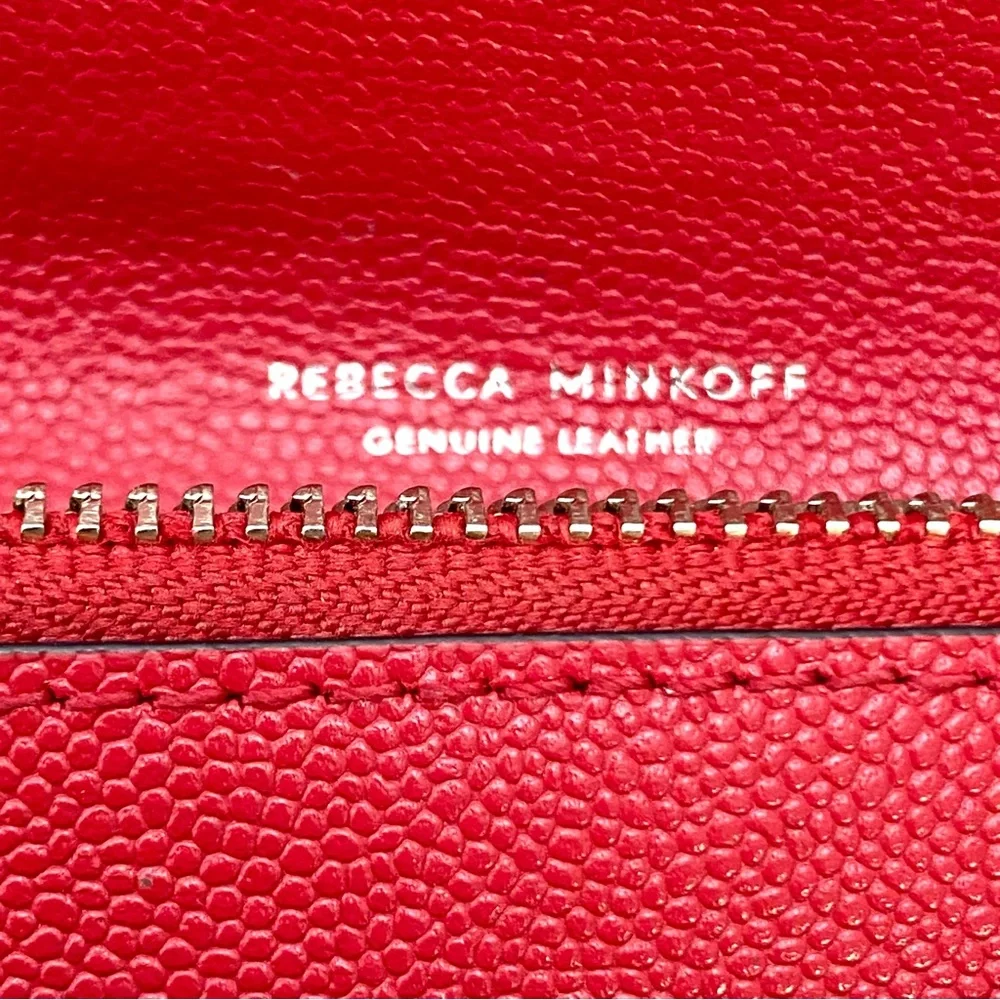 Rebecca Minkoff Red Pebble Grain Leather Bi-fold Key Ring Holder